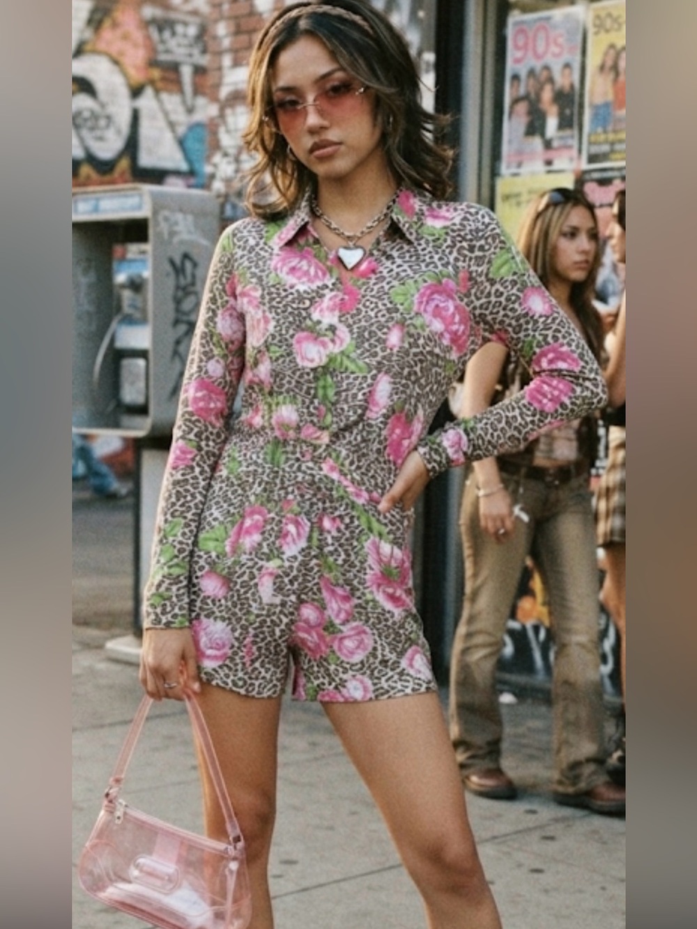 Guess Cheetah Summer Beachy Bloom Romper Button Front & Zip in Sided Polyester S